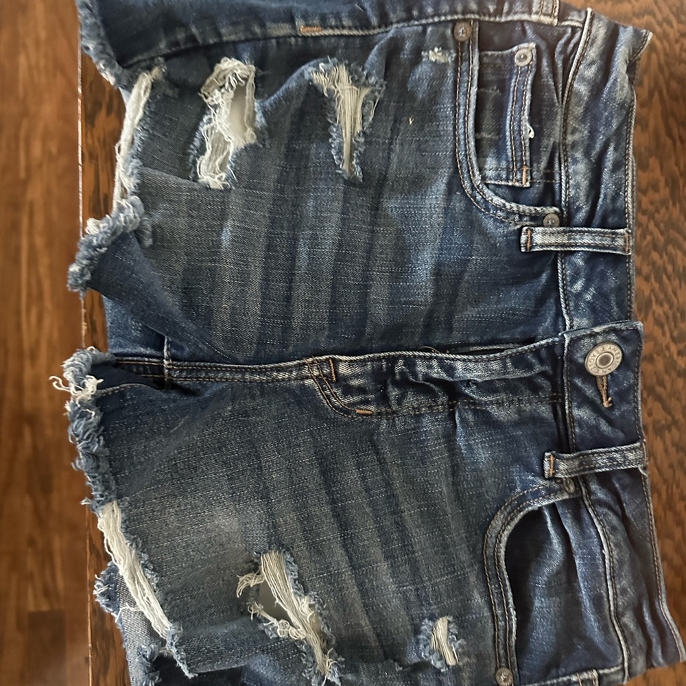 American Eagle Outfitters Distressed Dark Blue Denim Shorts